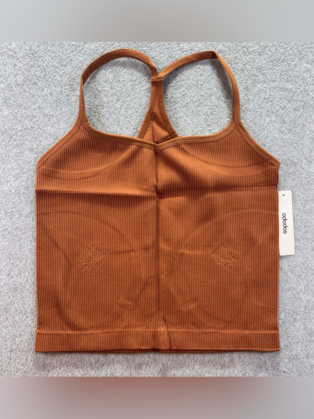 Ododos Ribbed Nylon Seamless Racerback Crop Clay Tank Size XL/XXL